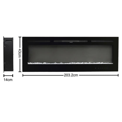 70/80/100 Inch Inset Electric Fireplace Built-In Heater with 9 Flame Colour