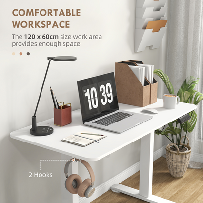 Luna Adjustable Desk, Electric Standing Desk for Home Office, White