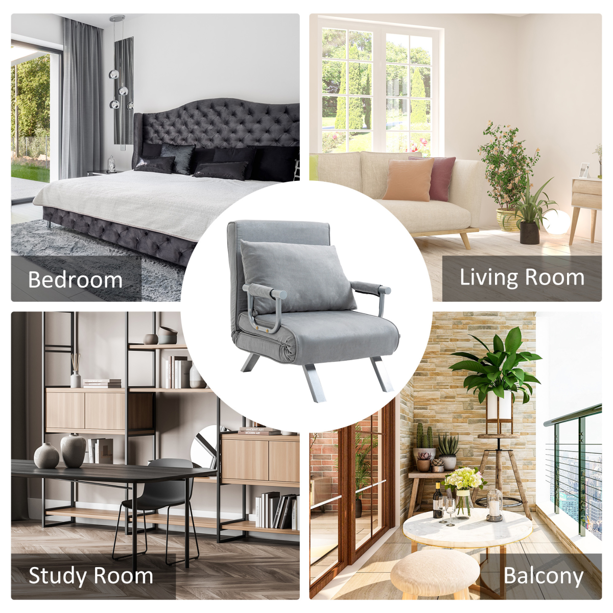 Aurora Single Folding 5 Position Convertible Sleeper Chair Bed
