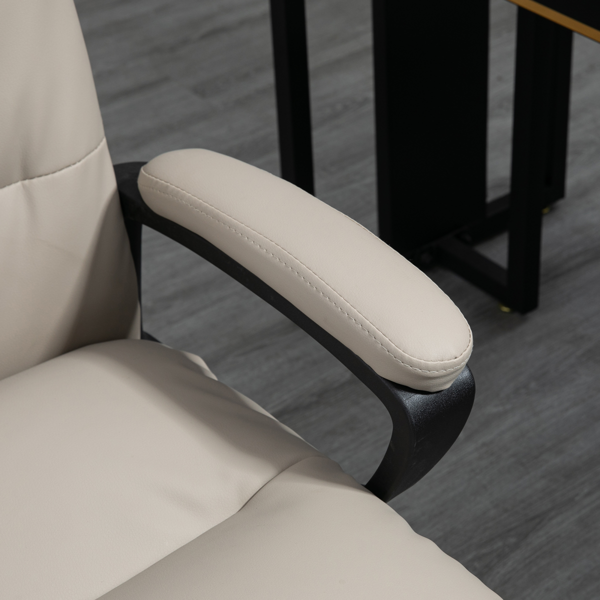 Luna PU Leather Office Chair for Home with Arm, Adjustable Height, Grey