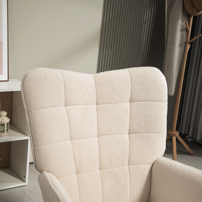 Aurora Upholstered Tufted Wingback Armchair with Seat Padding, Cream White