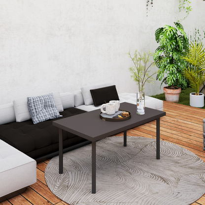 Esterno Metal Garden Coffee Table with Woodgrain Tabletop, Brown
