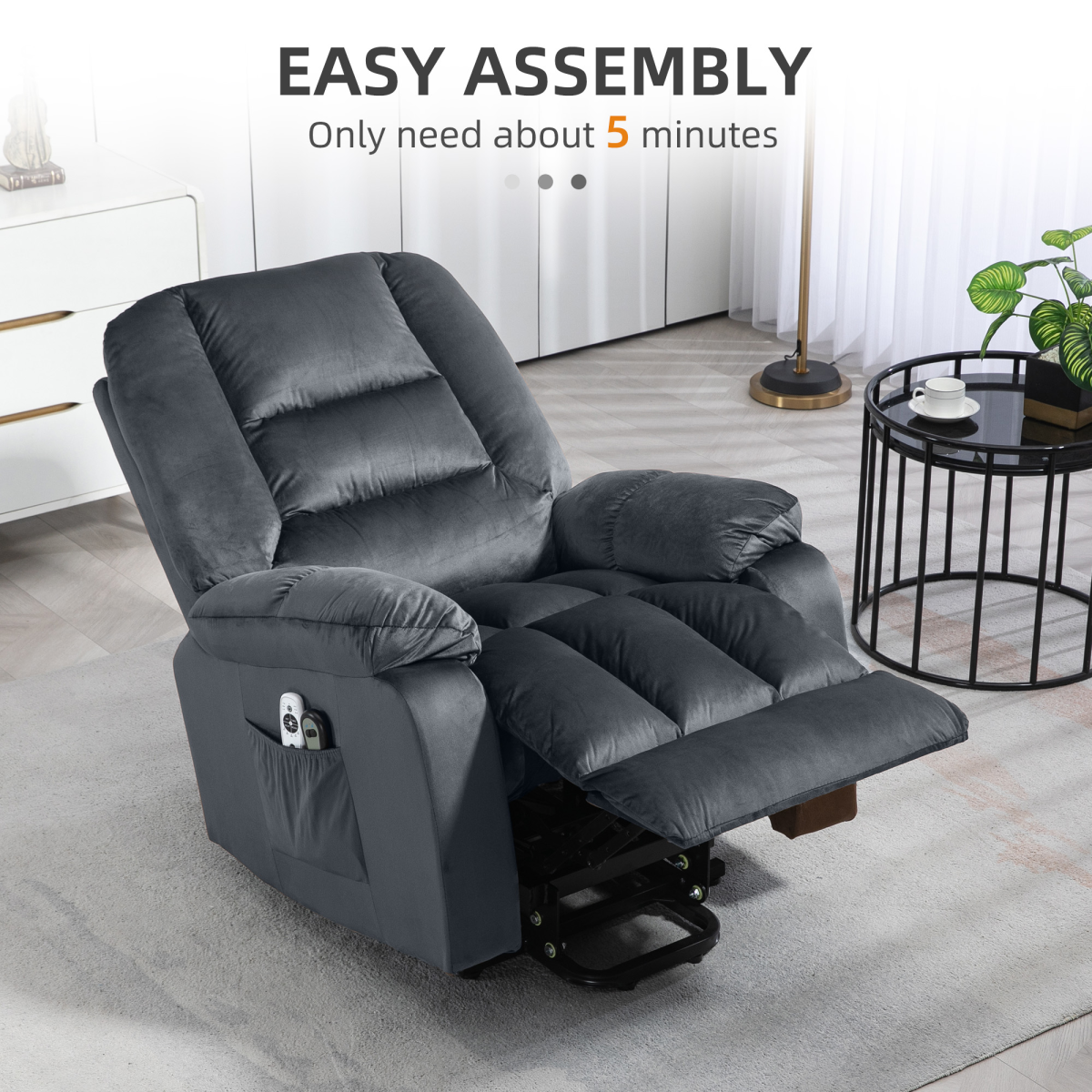 Aurora Lift Chair with Vibration Massage, Heat, Quick Assembly, Brown