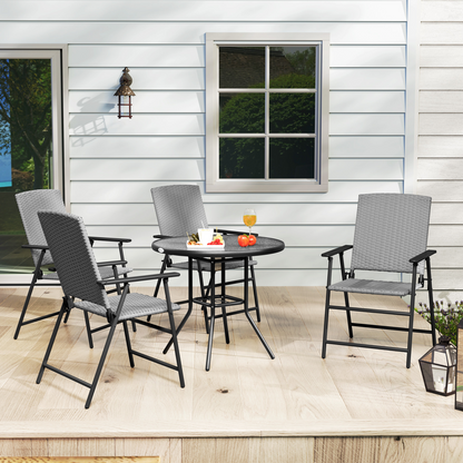 Esterno 4pcs Rattan Chair Foldable Garden Furniture w/ Armrest Grey