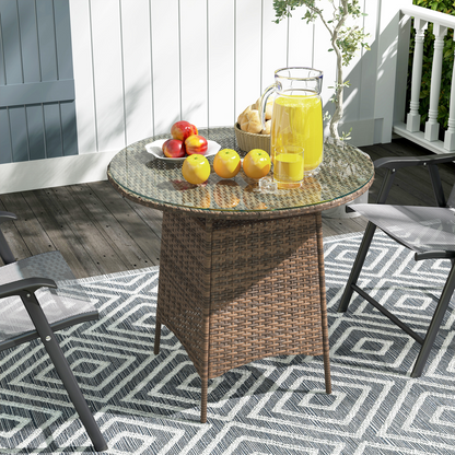 Esterno Patio Furniture Rattan Garden Table with Umbrella Hole