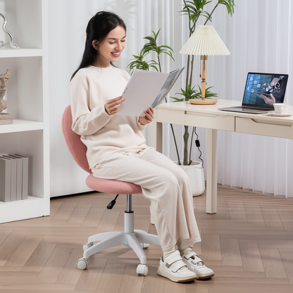 Aurora Armless Heart Desk Chair, Makeup Vanity Chair for Home