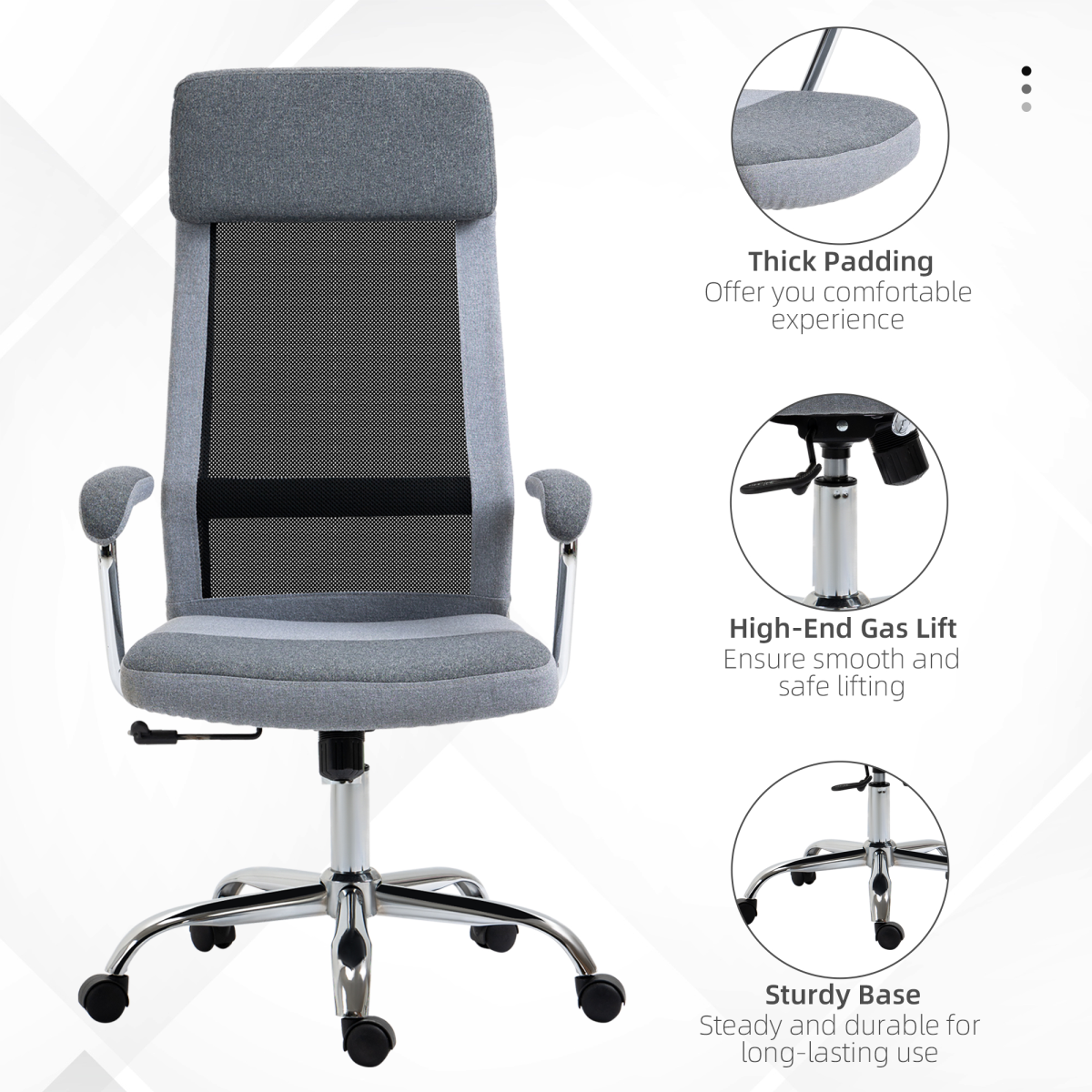 Office Chair Mesh High Back Swivel Task Home Desk Chair w/ Arm, Grey  Luna