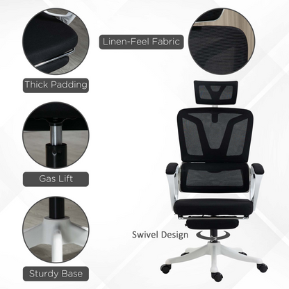Luna Mesh Office Chair for Home with Lumbar Support, Arm, Footrest, Headrest