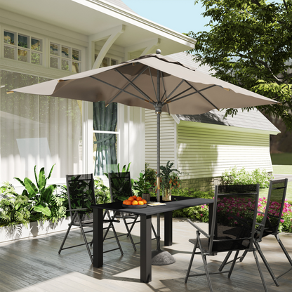 Esterno Garden Table with Parasol Hole, Slatted Metal Tabletop, Black