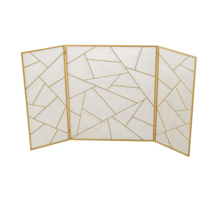 Smallbee Triple-Fold Iron Fireplace Screen Gold Frame – 132x1x80cm