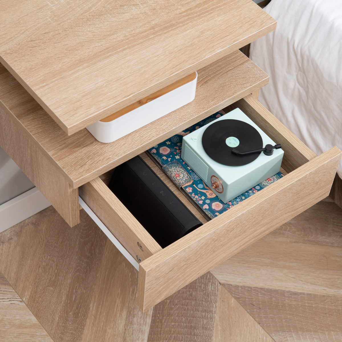Aurora Nightstand Set of 2, Wall Mounted Bedside Cabinet