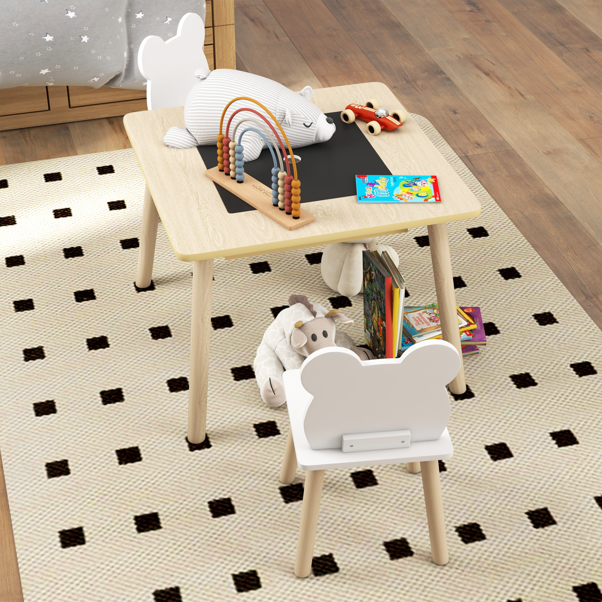 Bellaplay 3-Piece Toddler Table and Chairs Set for Nursery, Playroom