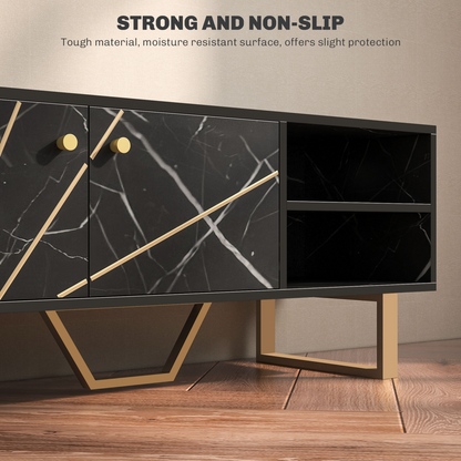 Aurora TV Unit for Living Room, TV Stand, Black Marble