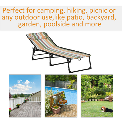 Esterno Folding Beach Chair Chaise Lounge 4 Adjustable Positions, Multicolored