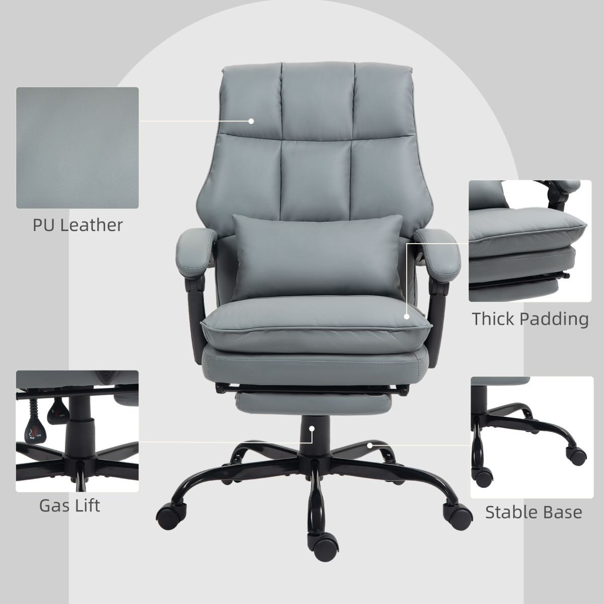 Aurora Executive Office Chair, PU Leather Desk Chair with Armrests