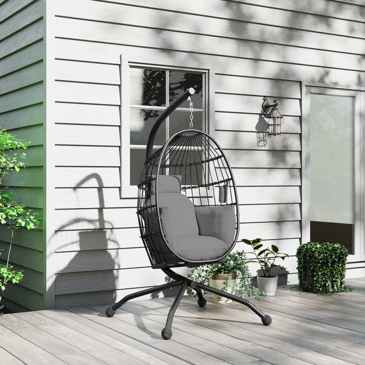 Esterno Egg Chair Outdoor Indoor Garden Swing Chair, Folding Basket