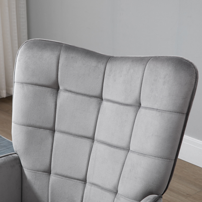 Aurora Modern Accent Chair Velvet-Touch Tufted Wingback Armchair Grey