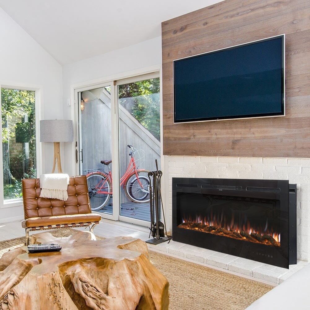 50 Inch Wall Mounted Electric Fireplace Insert Heater 9 Flame Colours 1800W