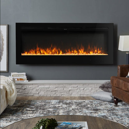 50 Inch Wall Mounted Electric Fireplace Insert Heater 9 Flame Colours 1800W