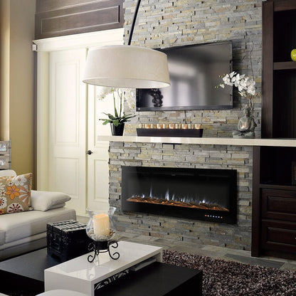 50 Inch Wall Mounted Electric Fireplace Insert Heater 9 Flame Colours 1800W