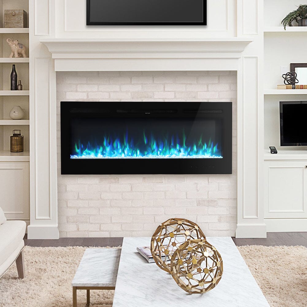 50 Inch Wall Mounted Electric Fireplace Insert Heater 9 Flame Colours 1800W