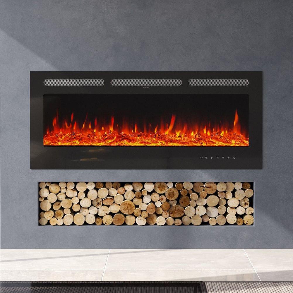 50 Inch Wall Mounted Electric Fireplace Insert Heater 9 Flame Colours 1800W