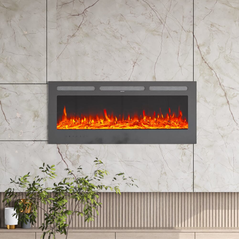 50 Inch Wall Mounted Electric Fireplace Insert Heater 9 Flame Colours 1800W