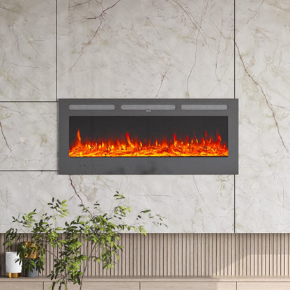 50 Inch Wall Mounted Electric Fireplace Insert Heater 9 Flame Colours 1800W