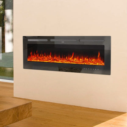 50 Inch Wall Mounted Electric Fireplace Insert Heater 9 Flame Colours 1800W