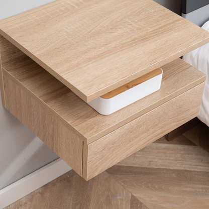 Aurora Nightstand Set of 2, Wall Mounted Bedside Cabinet
