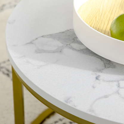 Aurora  Marble Coffee Table Set of 2, Round Nest of Tables for Living Room