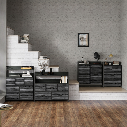 Aurora Bedroom Chest of Drawers 7 Drawer Dresser w/ Shelves
