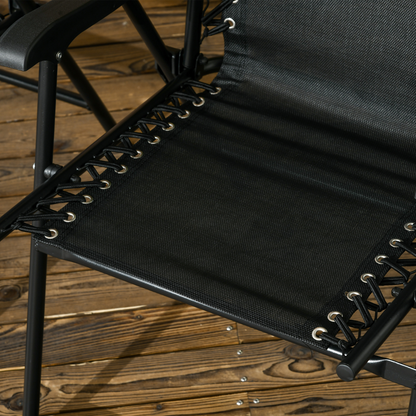Esterno 2Pcs Outdoor Patio Folding Chairs, Portable Garden Loungers Black