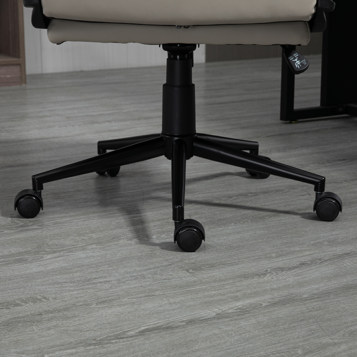 Luna PU Leather Office Chair for Home with Arm, Adjustable Height, Grey