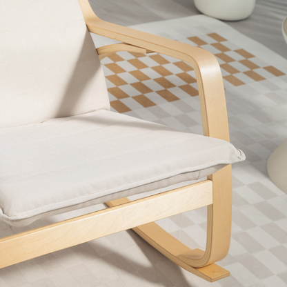 Aurora Comfortable Relax Rocking Chair with High Back, Cream White