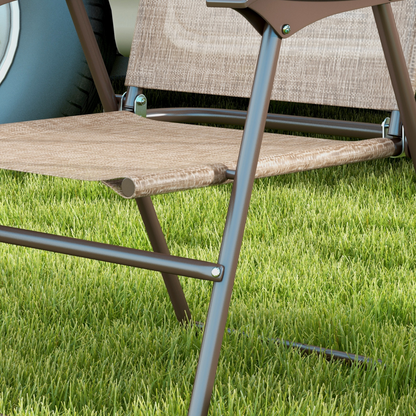 Esterno Folding Chairs Set, Breathable Mesh Fabric Seat, Mixed Brown