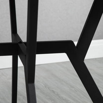 Industrial Dining Table with Round Top Steel Legs for Kitchen Dining Room Brown