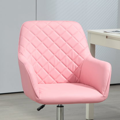 Luna Home Office Chair Leather-Feel Fabric Swivel Chair with Armrests Pink