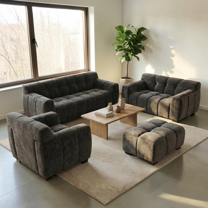 ALUXO Harlem Deep Channel Stitched 2 Seater Sofa In Cocoa Chocolate Mermaid Velvet