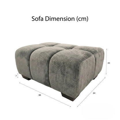 ALUXO Harlem Deep Channel Stitched Footstool In Cocoa Chocolate Mermaid Velvet