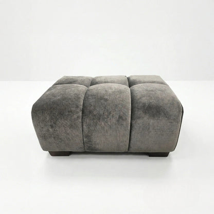 ALUXO Harlem Deep Channel Stitched Footstool In Cocoa Chocolate Mermaid Velvet