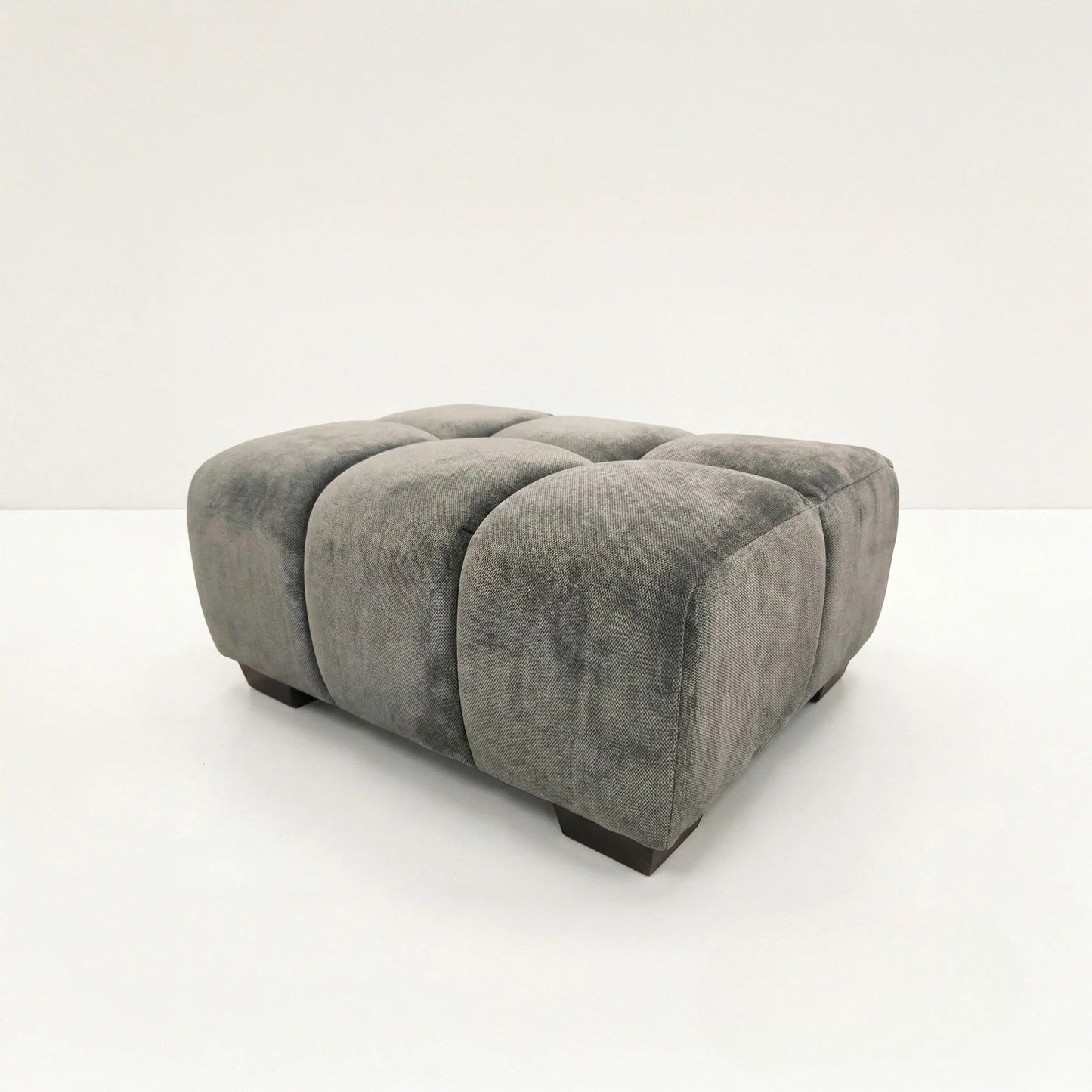ALUXO Harlem Deep Channel Stitched Footstool In Cocoa Chocolate Mermaid Velvet