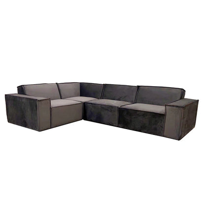 Midland Corner Sofa In Steel Grey Velvet Fabric