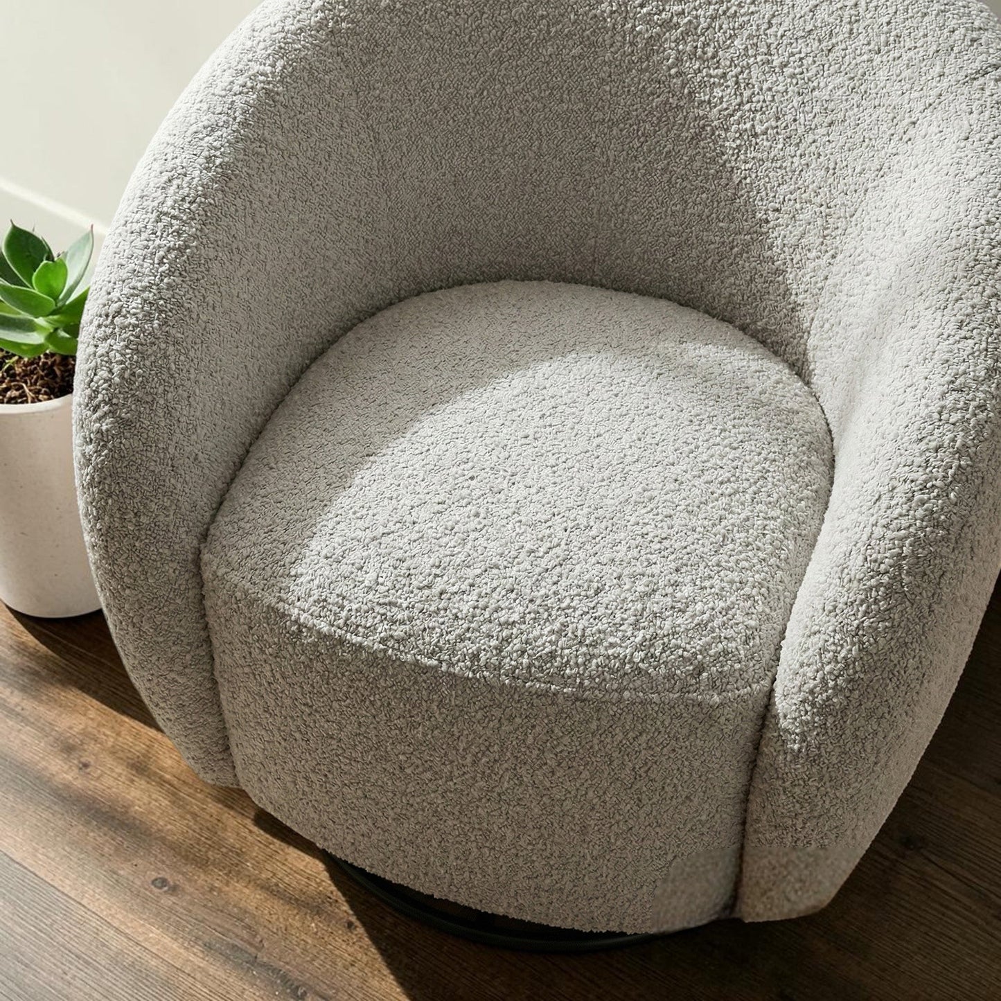 ALUXO Nolita Accent Armchair In Latte Boucle Fabric