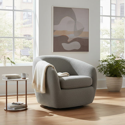 ALUXO Nolita Accent Armchair In Latte Boucle Fabric