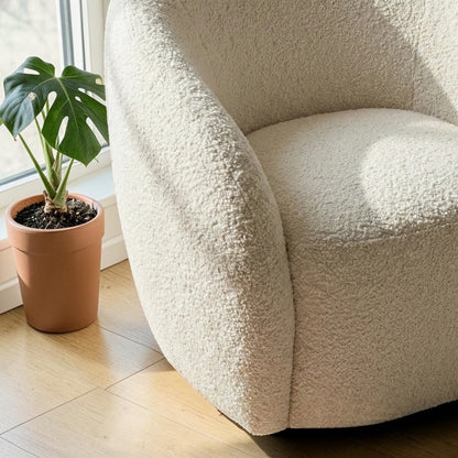 ALUXO Nolita Accent Armchair In Koala Boucle Fabric