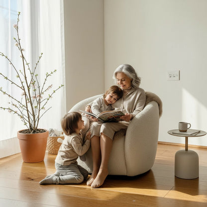 ALUXO Nolita Accent Armchair In Koala Boucle Fabric