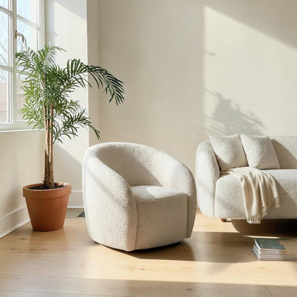 ALUXO Nolita Accent Armchair In Koala Boucle Fabric