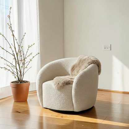ALUXO Nolita Accent Armchair In Koala Boucle Fabric