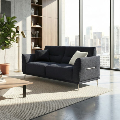 ALUXO Albany 2 Seater Sofa In Midnight Black Boucle Fabric
